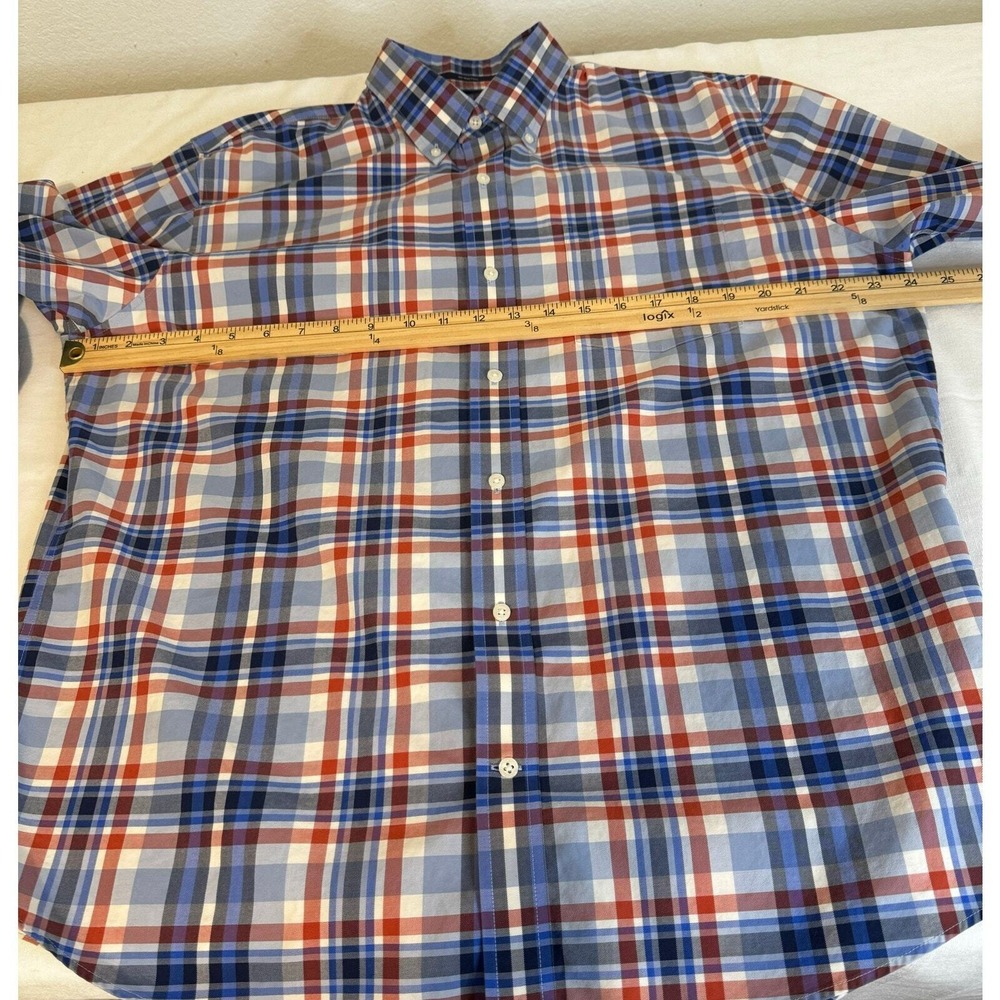 Lands' End Mens Traditional Fit Plaid Button‎ Down Long Sleeve Shirt Large - Picture 3 of 6